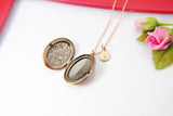 Rose Gold Flower Locket Necklace, Best Christmas Gift for Mom, Grandmother, Great Grandma, Aunt, Keepsake Photo Frame Charm, N4872