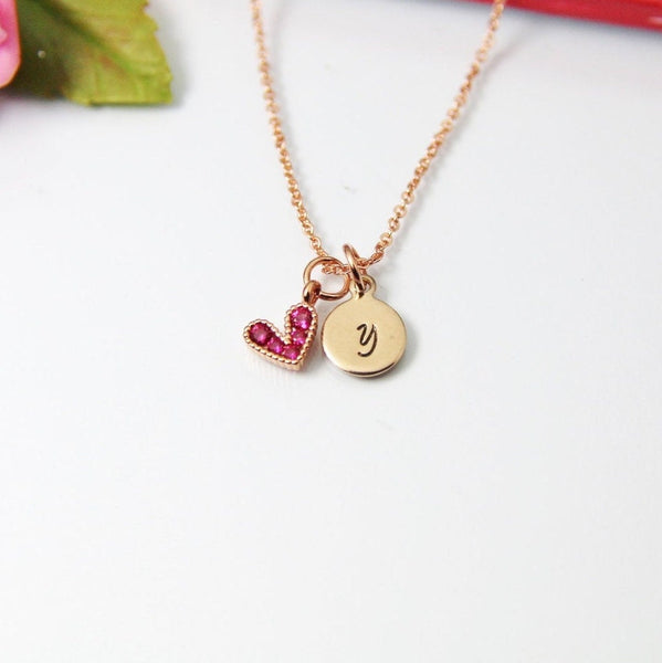 Rose Gold Pink Heart Necklace Gift, Best Gifts For Mom, Mother Daughter, Girlfriend, Sister, Bond, Appreciation, Gratitude, Heart, N1887