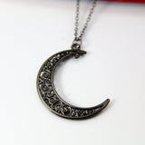 Halloween Black Celestial Moon Charm Necklace Gift, Celestial Necklace, Celestial Jewelry Gift, N2091