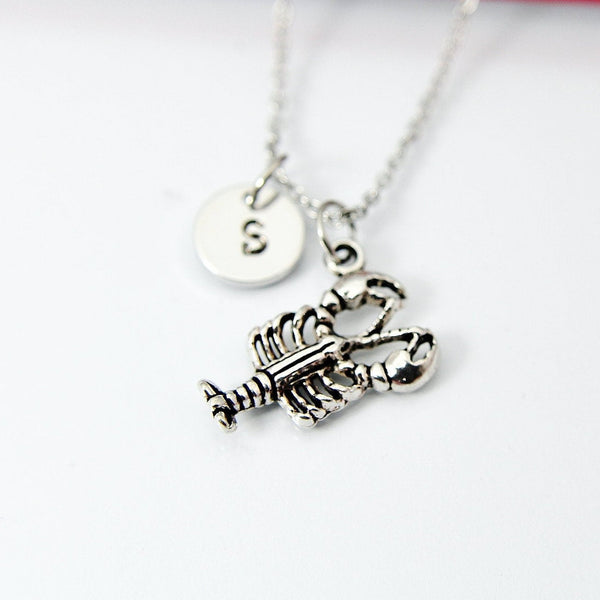 Silver Lobster Charm Necklace, Nautical Charm, Seafood Lover Gift, Foodie Gift, Ocean Charm, Personalized Gift, N2095