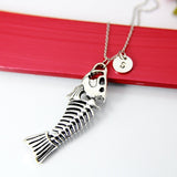 Silver Fishbone Charm Necklace, Fishbone Charm, Boyfriend gift,  Men Personalized Gift, N2097