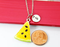 Silver Yellow Watermelon Charm Necklace, Watermelon Jewelry, Watermelon Charm, Food Fruit  Necklace, Personalized Gift, N2099