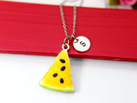 Silver Yellow Watermelon Charm Necklace, Watermelon Jewelry, Watermelon Charm, Food Fruit  Necklace, Personalized Gift, N2099