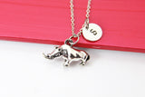 Silver Rhinoceros Charm Necklace Gift, Rhinoceros Charm, Rhino Charm, Rhinoceros Jewelry, Animal Charm, Personalized Gift, N2103