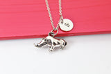 Silver Rhinoceros Charm Necklace Gift, Rhinoceros Charm, Rhino Charm, Rhinoceros Jewelry, Animal Charm, Personalized Gift, N2103