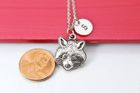 Silver Raccoon Charm Necklace Gift, Raccoon Necklace, Raccoon Animal Jewelry, Personalized Gift, N2107