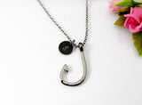 Fish Hook Necklace, Gunmetal Black Necklace, Halloween Decoration Gift, Halloween Jewelry, Boyfriend Girlfriend Gift, N1890