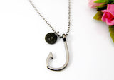 Fish Hook Necklace, Gunmetal Black Necklace, Halloween Decoration Gift, Halloween Jewelry, Boyfriend Girlfriend Gift, N1890