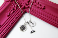 Gardening Tools Rake Daisy Sunflower Charm Necklace, N1896