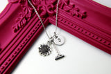 Gardening Tools Rake Daisy Sunflower Charm Necklace, N1896