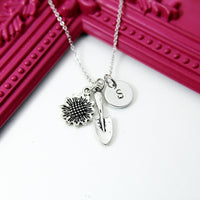 Gardening Tools Shovel Daisy Sunflower Charm Necklace, N1897