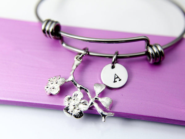 Cherry Blossom Bracelet, Bridesmaid Gift, Bridesmaid Proposal, Bridal Jewelry, Wedding Gift, Wedding Jewelry, Maid of Honor,  N1903