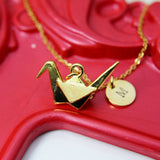 Gold Crane Necklace Gift, Personalized Gift, N1909