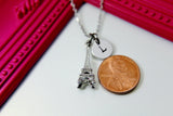 Best Christmas Gift, Silver Eiffel Tower Charm Necklace Gift, Gift for Daughter, Sister, Secret Santa, Friends, Mom, Personalized, N1930