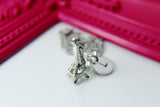 Best Christmas Gift, Silver Eiffel Tower Charm Necklace Gift, Gift for Daughter, Sister, Secret Santa, Friends, Mom, Personalized, N1930