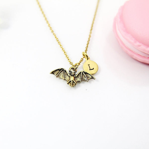 Gold Bat Charm Necklace, Gold Bat Charm, Bat Necklace, Animal Charm, Halloween Charm, Halloween Jewelry Gift, Christmas Gift, N491