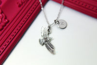 Silver Flying Eagle Charm Necklace Gift, Eagle Necklace, Eagle Bird Jewelry, Personalized Gift, N2108