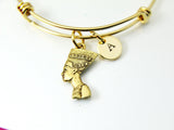 Gold Nefertiti Egypt Queen Charm Bracelet, Best Birthday Christmas Unique Gifts for Sister Friend Girl Teen Daughter Mom Aunt Cousin, N1958