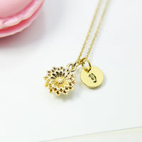Gold Peony Botan Necklace, Best Birthday Christmas Unique Personalized Gifts for Girl Girlfriend Wife Daughter Sister Mom Aunt Friend, N1966