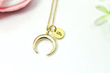 Gold Crescent Moon Necklace, Best Birthday Christmas Unique Gifts for Girlfriend Wife Girl Daughter Sister Mom Aunt Cousin Friends, N1971