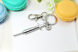 Silver Medical  Syringe Charm Keychain, Best Birthday Christmas Unique Gifts for Medical School Gift Phlebotomy Phlebotomist, N1975