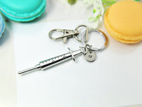 Silver Medical  Syringe Charm Keychain, Best Birthday Christmas Unique Gifts for Medical School Gift Phlebotomy Phlebotomist, N1975