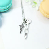 Silver Orthopedic Medical Crutches Caduceus Charm Necklace, Best Birthday Christmas Unique Gifts for Medical School Doctor Orthopedic, N1997