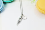 Silver Medical Syringe Charm Necklace, Best Birthday Christmas Unique Gifts for Medical School Doctor Nurse Phlebotomy Phlebotomist, N1999