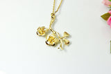 Gold Japanese Cherry Blossom Flower Charm Necklace, Best Birthday Christmas Gifts for Girl Girlfriend Daughter Sister Mom Aunt Friends N2017