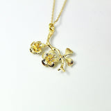 Gold Japanese Cherry Blossom Flower Charm Necklace, Best Birthday Christmas Gifts for Girl Girlfriend Daughter Sister Mom Aunt Friends N2017