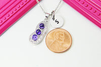 Pea Pod Necklace, Three Pea in a Pod Necklace, Best Birthday Christmas Unique Gifts for Mother Daughter Grandma Aunt Sister Friends, N2020