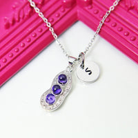 Pea Pod Necklace, Three Pea in a Pod Necklace, Best Birthday Christmas Unique Gifts for Mother Daughter Grandma Aunt Sister Friends, N2020