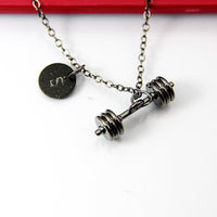 Weightlifting Necklace, Black Dumbbell Charm Necklace, Barbell Necklace,  Men Personalized, N2033