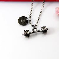 Weightlifting Necklace, Black Dumbbell Charm Necklace, Barbell Necklace,  Men Personalized, N2033