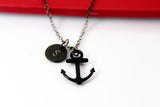 Black Anchor Pendant Necklace, N2036