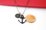Black Anchor Pendant Necklace, N2036