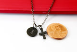 Black Small Cross Pendant Necklace, Womens Personalized Necklace, N2039