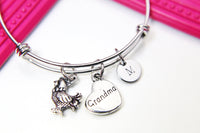 Grandma Bracelet, Grandma Gift, Gift For Grandma, Grandma, Grandma To Be, New Grandma, Heart Chicken Rooster Hen Charm, N2077