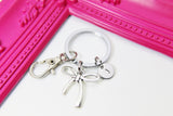 Silver Bow Keychain, Initial Charm, Personalized Gift