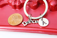 Ballet Keychain, Silver Dance Charm Keychain, Ballet Dancer Charms, Dance Keychain, Dance Charms, Personalized Keychain, Initial Charm