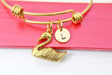 Gold Swan Charm Bracelet Personalized Customized Monogram Jewelry, N2163