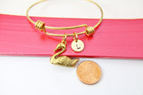 Gold Swan Charm Bracelet Personalized Customized Monogram Jewelry, N2163