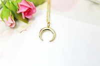 Gold Crescent Moon Charm Necklace, 18K Gold Plated Necklace, Moon Jewelry, N2165