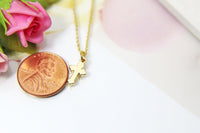 Gold Cross Charm Necklace, 18K Gold Plate Cross Charm, Stamp Initial or Zodiac Constellations, Personalized Gift, N2173