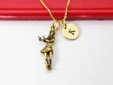 Gold Lady Hawaiian Dancer Charm Necklace, Hawai Dance Charm, Hawaiian Dance Club Gift, Summer Jewelry, Personalized Gift, N2204