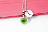Heart Necklace, Emerald Necklace, Valentine Gift for Her, Gifts for Wife, Gifts for Girlfriend, Personalized Necklace, N2215