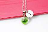 Heart Necklace, Emerald Necklace, Valentine Gift for Her, Gifts for Wife, Gifts for Girlfriend, Personalized Necklace, N2215
