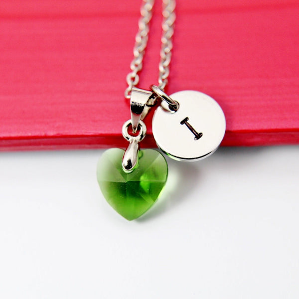 Heart Necklace, Emerald Necklace, Valentine Gift for Her, Gifts for Wife, Gifts for Girlfriend, Personalized Necklace, N2215