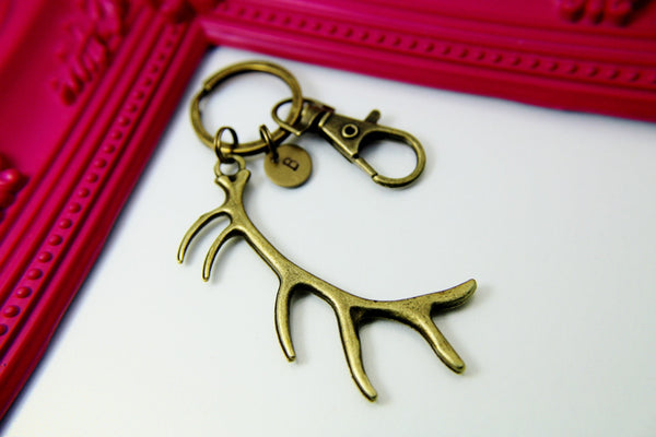 Antler Keychain, Bronze Deer Antler Charm, Elk Antler Keychain, Elk Antler Charm, Personalized Gift, N2232