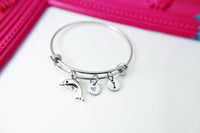 Silver Dolphin Charm Bracelet, Stainless Steel Bracelet, Personalized Jewelry, N5092B